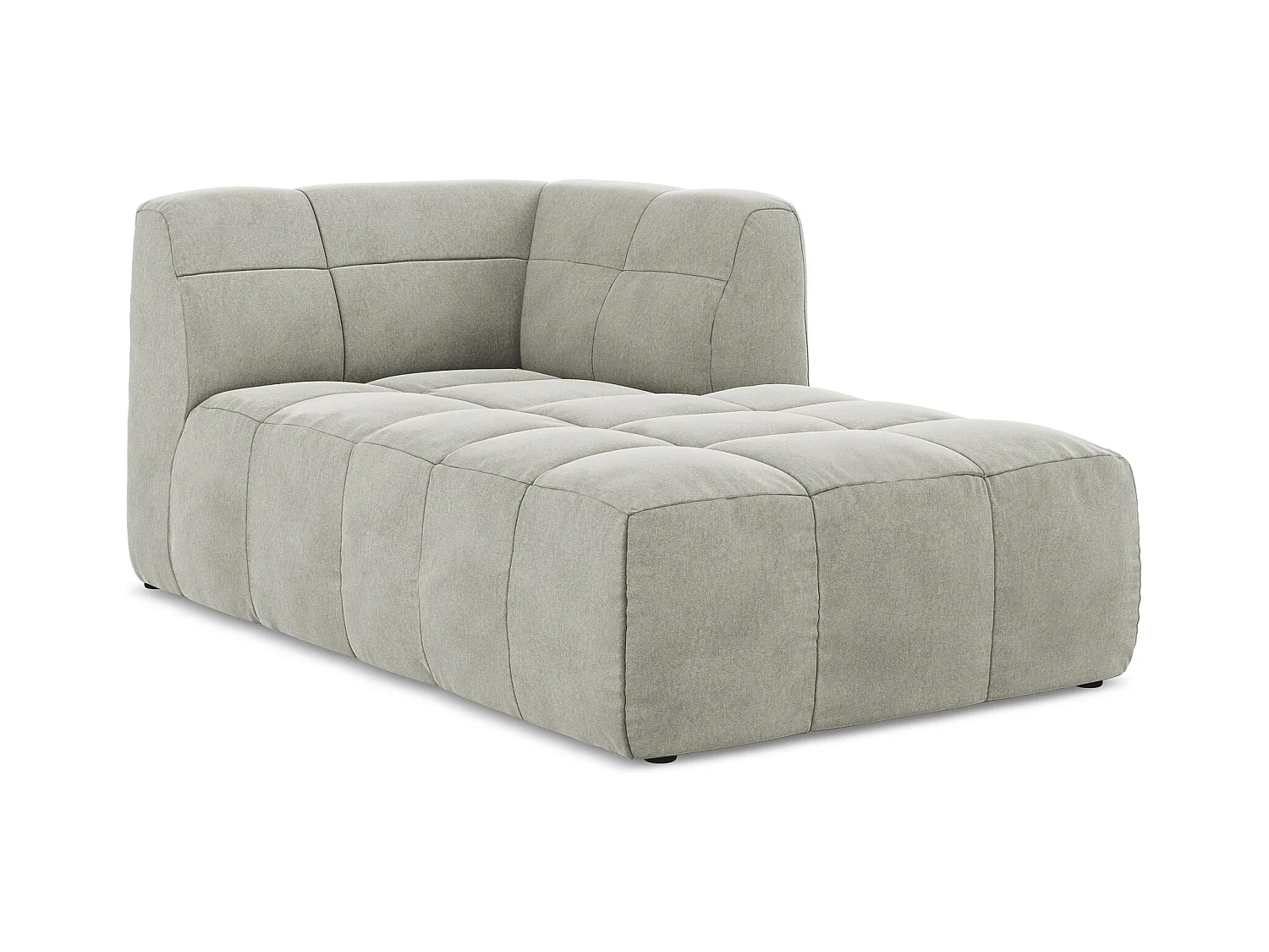 Méridienne droite en velours - gris clair - ALOHA