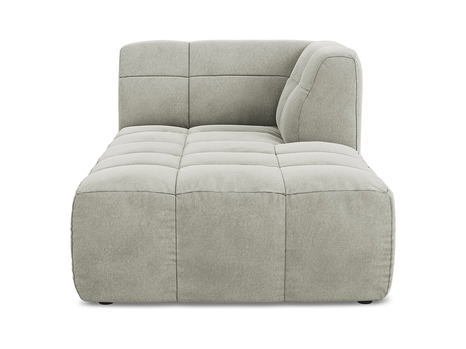 Méridienne droite en velours - gris clair - ALOHA