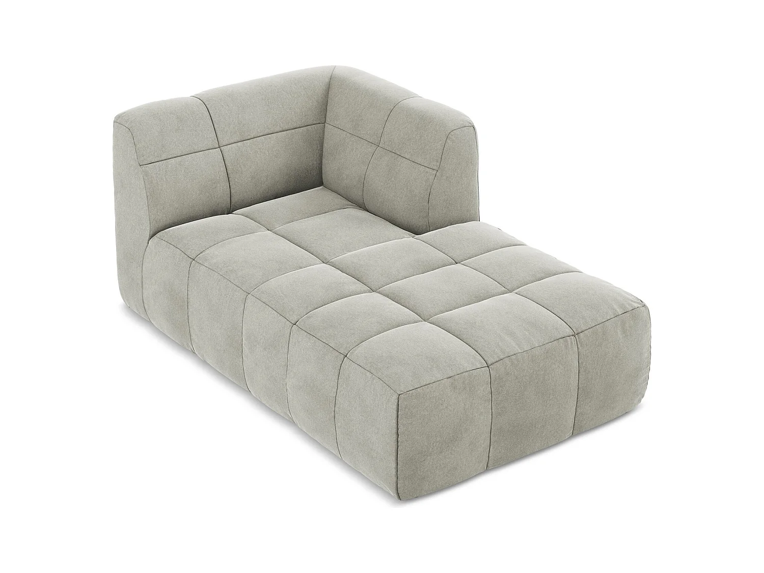 Méridienne droite en velours - gris clair - ALOHA