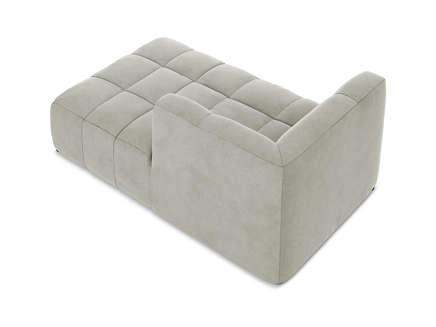 Méridienne droite en velours - gris clair - ALOHA