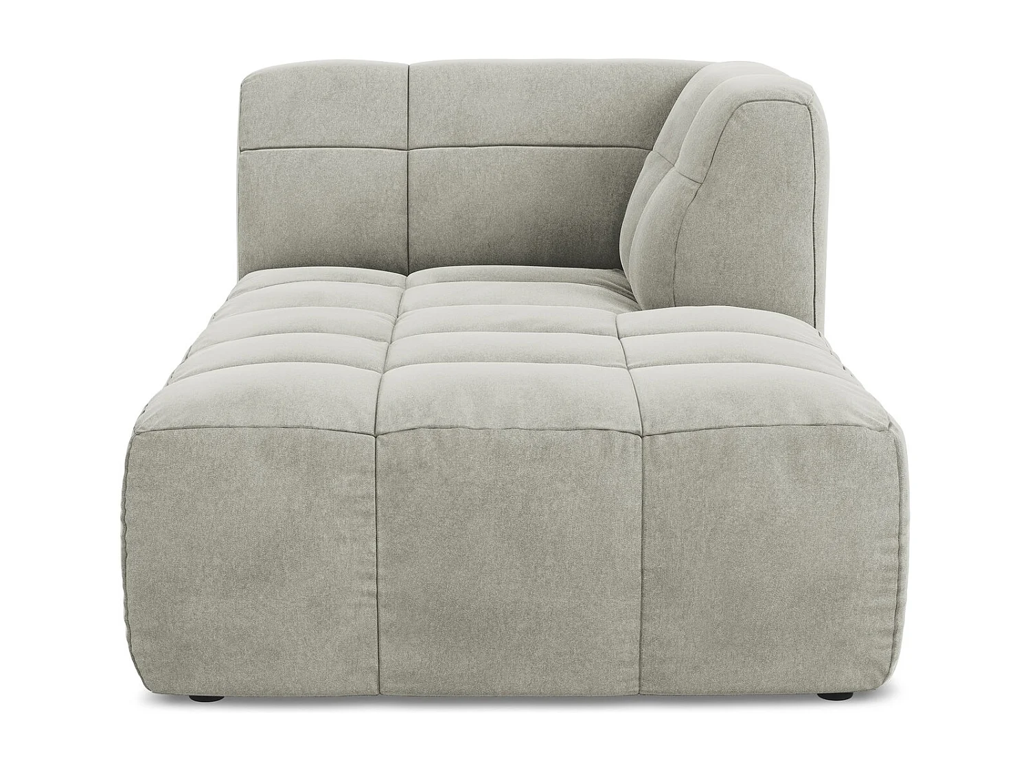 Méridienne droite en velours - gris clair - ALOHA