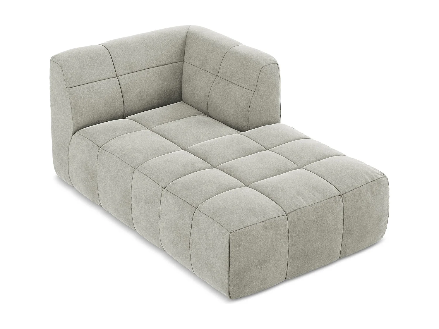 Méridienne droite en velours - gris clair - ALOHA