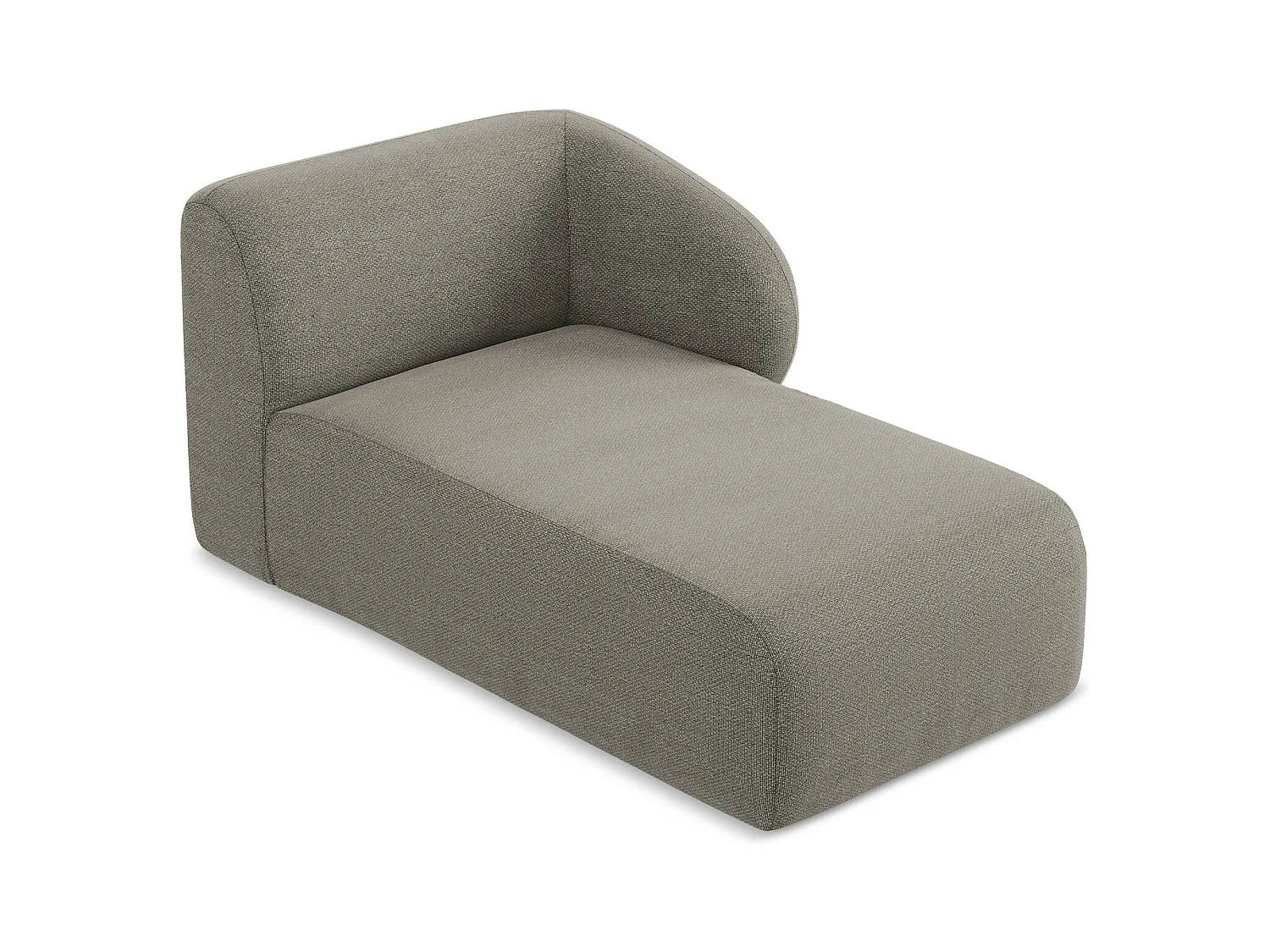 Méridienne droite en tissu bouclette - gris - LANI