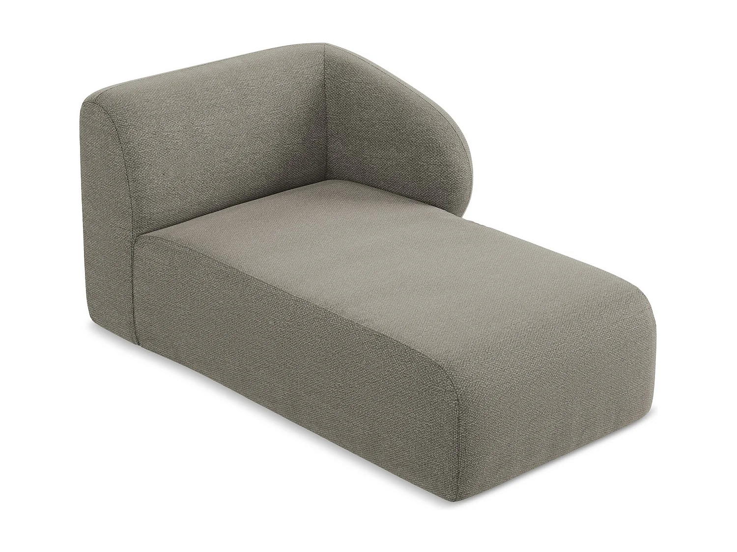 Méridienne droite en tissu bouclette - gris - LANI