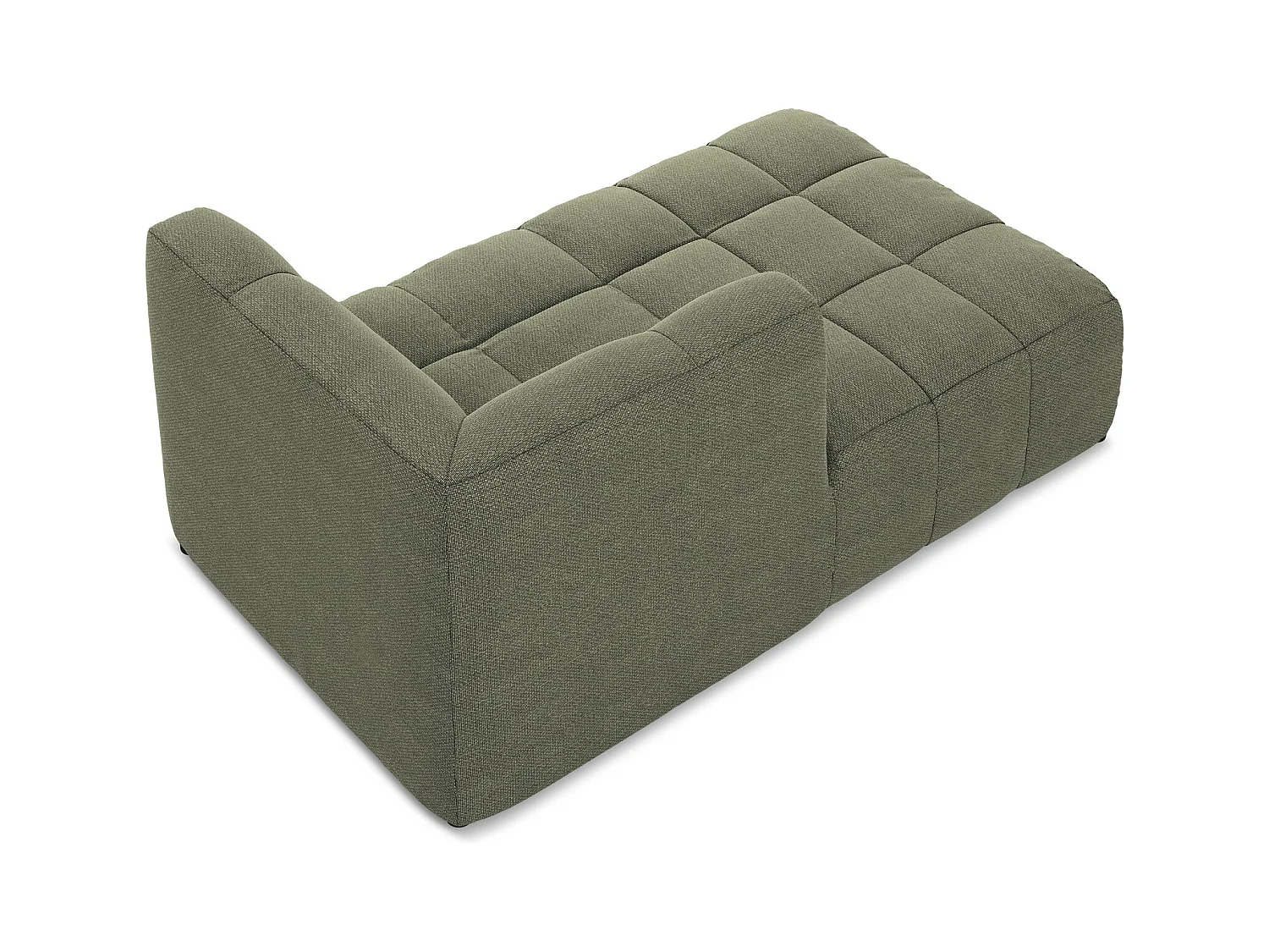 Chaise longue met hoek links van olijfgroen bouclé - ALOHA