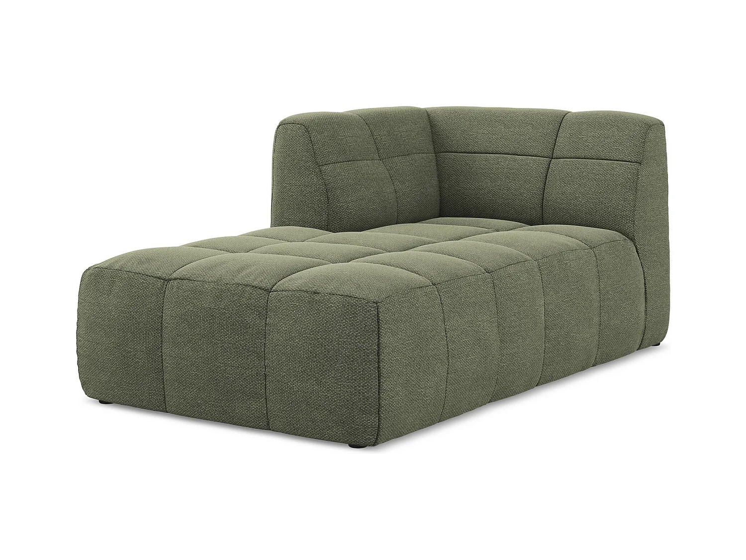Méridienne gauche en tissu bouclette - olive - ALOHA