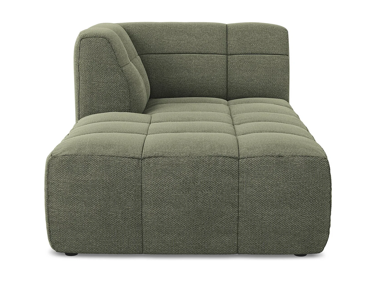 Méridienne gauche en tissu bouclette - olive - ALOHA