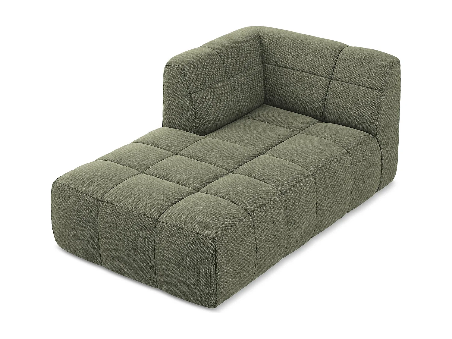 Méridienne gauche en tissu bouclette - olive - ALOHA