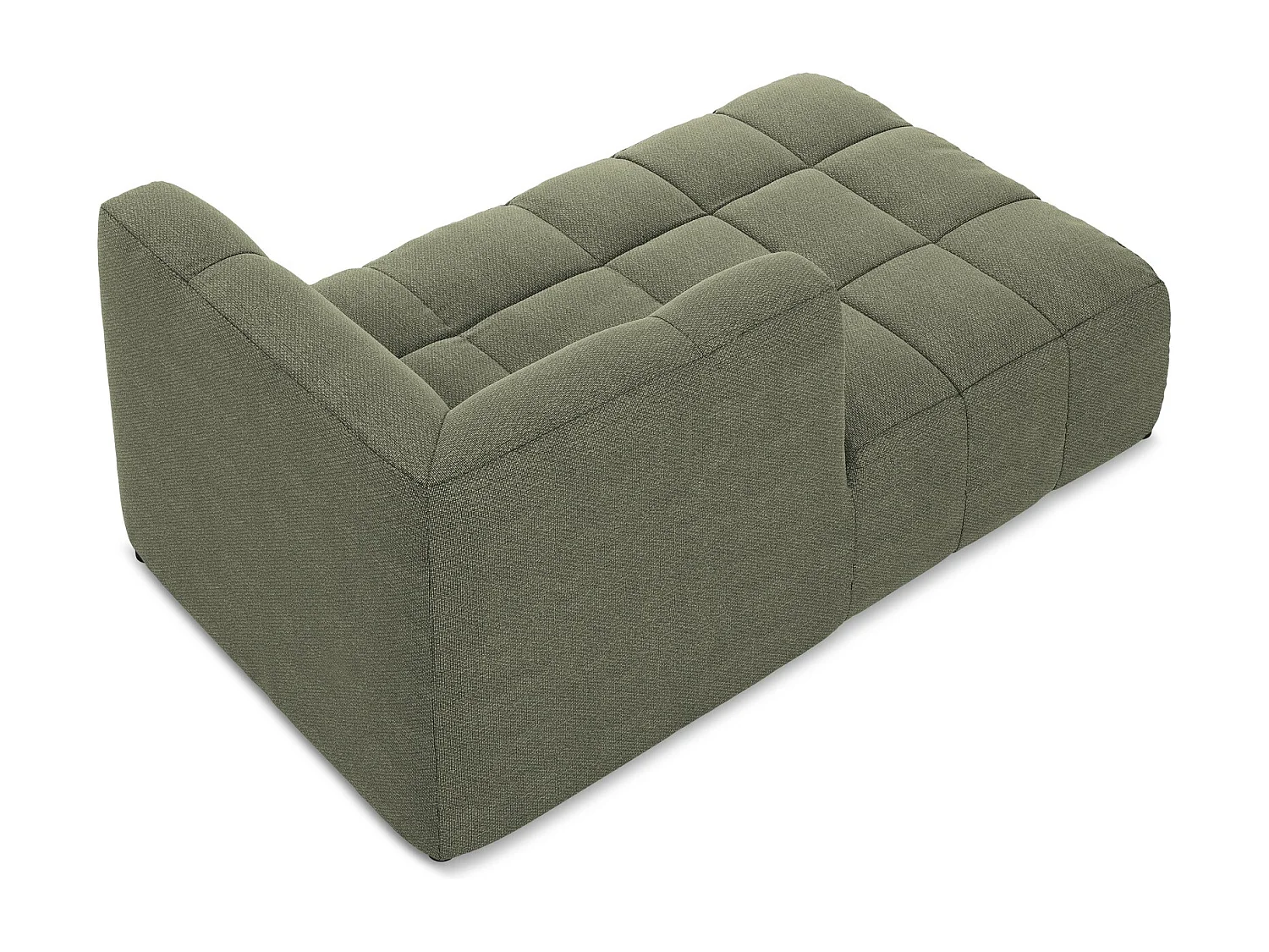 Méridienne gauche en tissu bouclette - olive - ALOHA