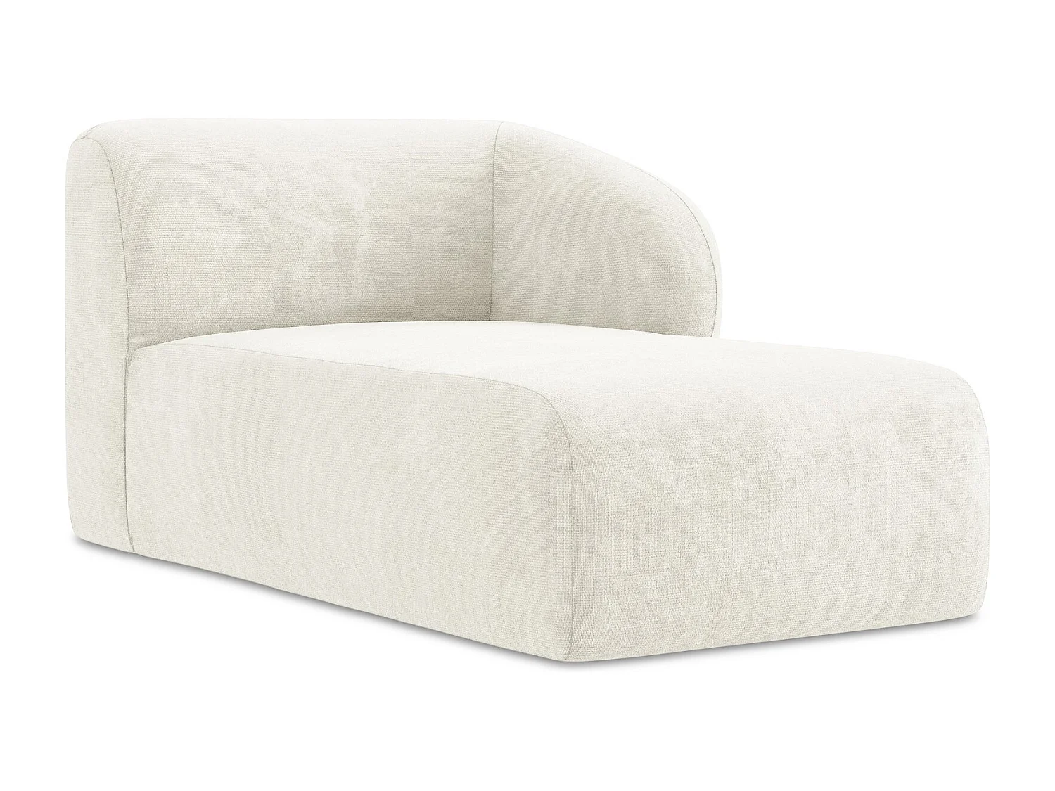 Méridienne droite en tissu chenille - blanc - LANI