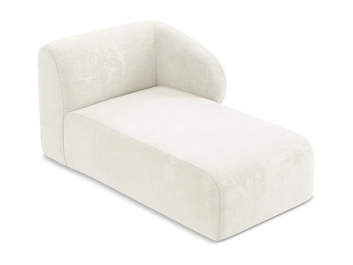 Méridienne droite en tissu chenille - blanc - LANI