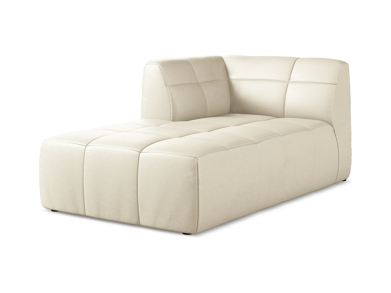 Chaise longue met hoek links van lichtbeige kunstleer - ALOHA