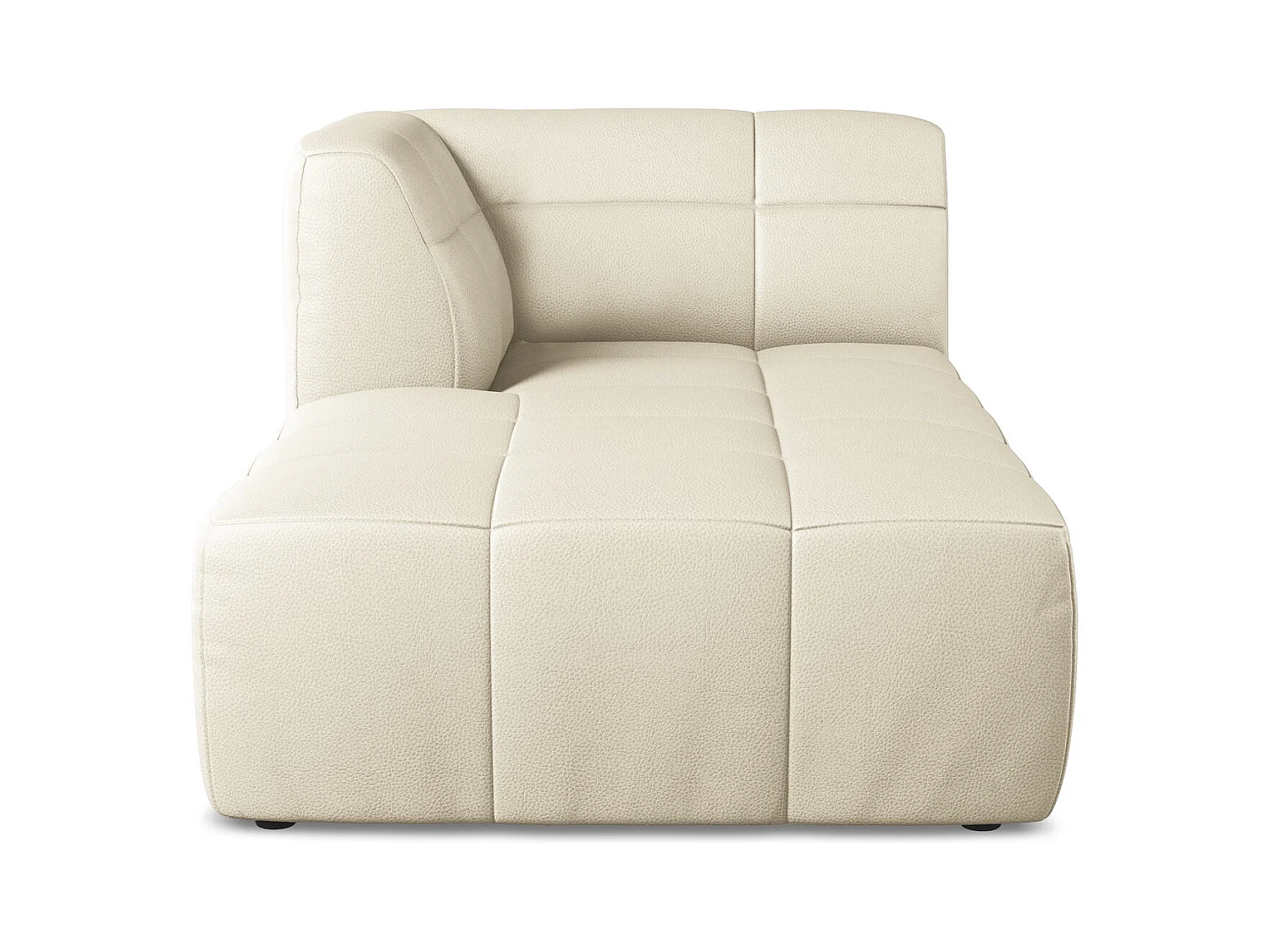 Chaise longue met hoek links van lichtbeige kunstleer - ALOHA