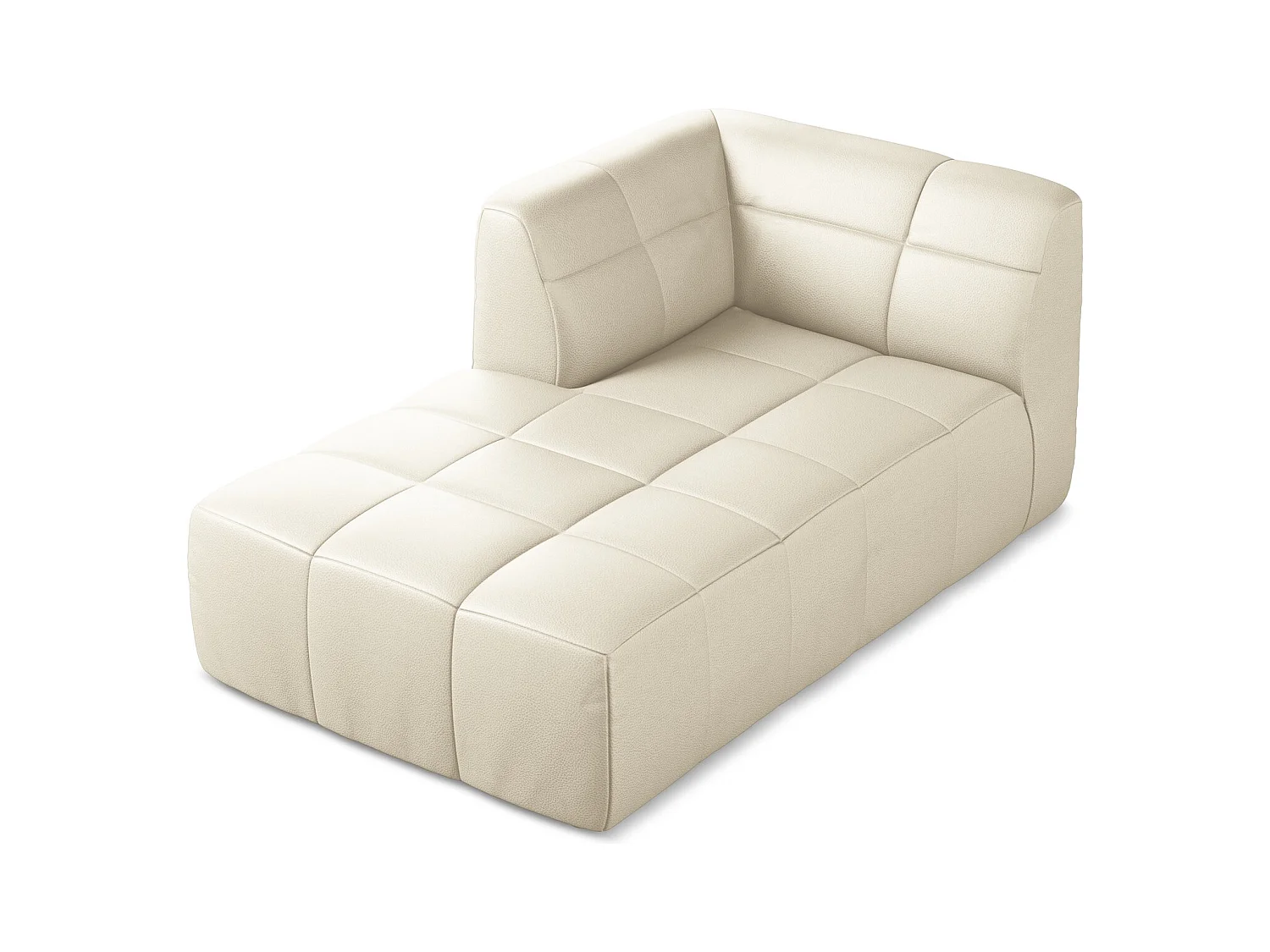 Chaise longue met hoek links van lichtbeige kunstleer - ALOHA