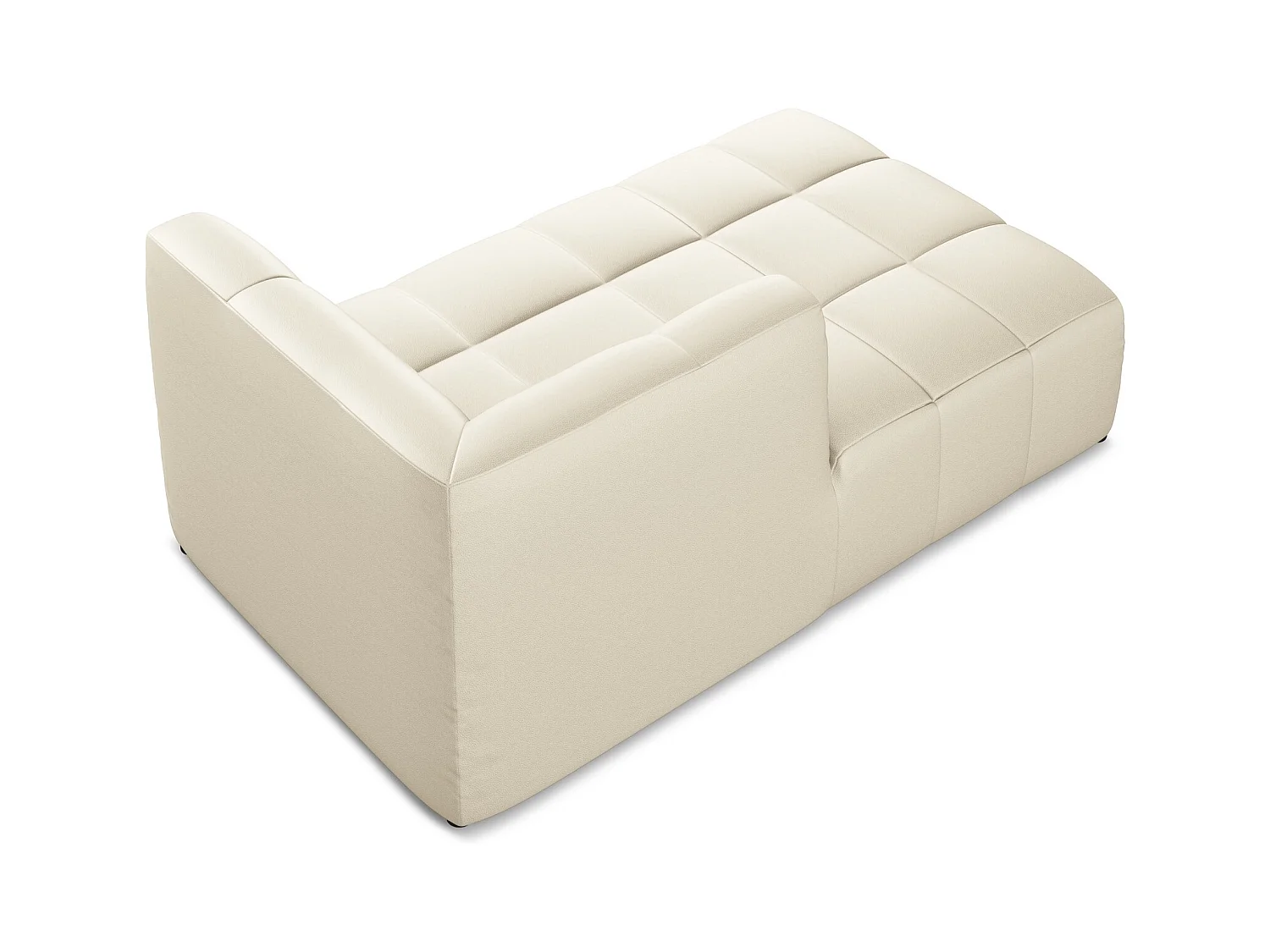 Chaise longue met hoek links van lichtbeige kunstleer - ALOHA