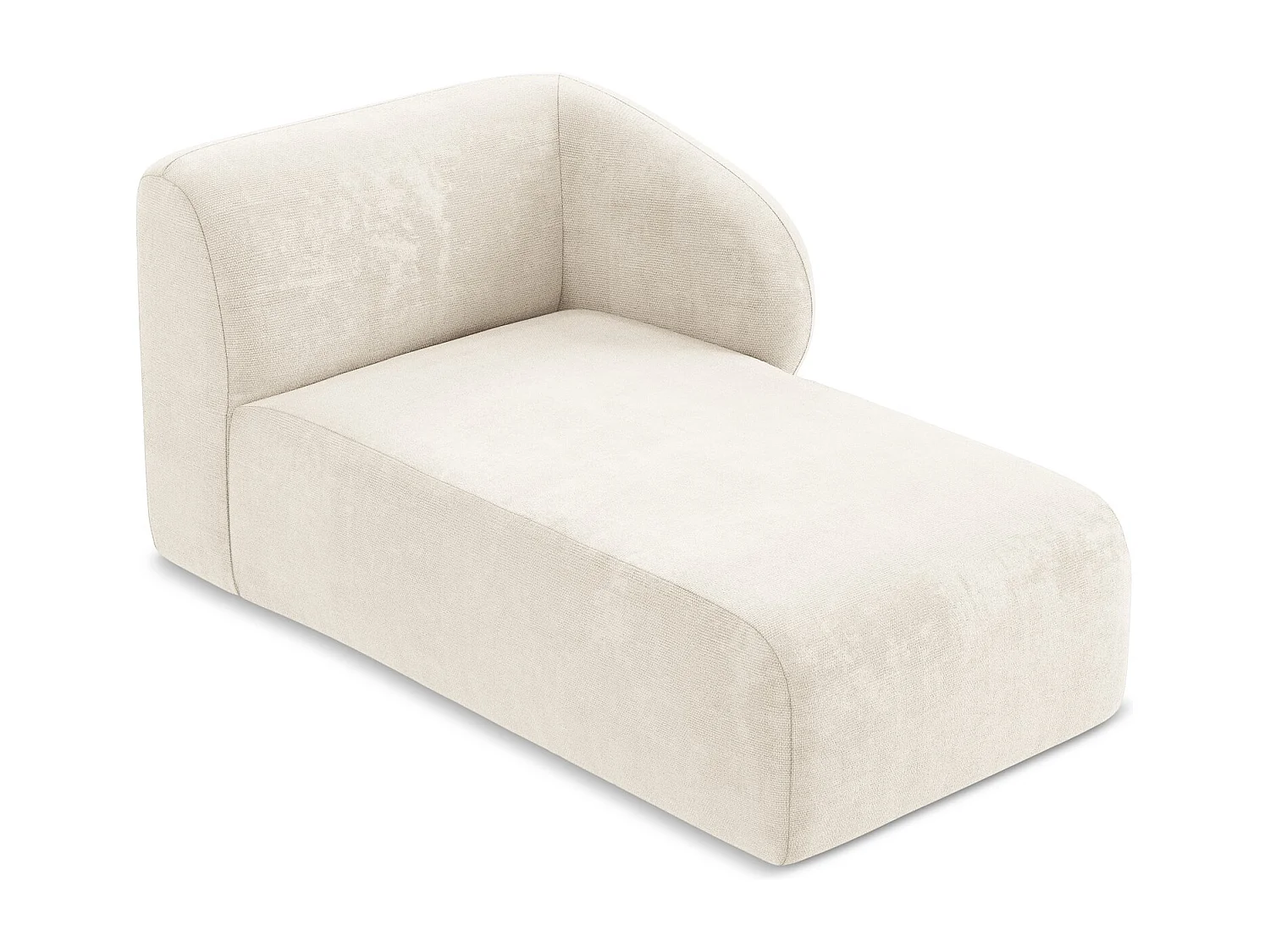 Méridienne droite en tissu chenille - beige clair - LANI