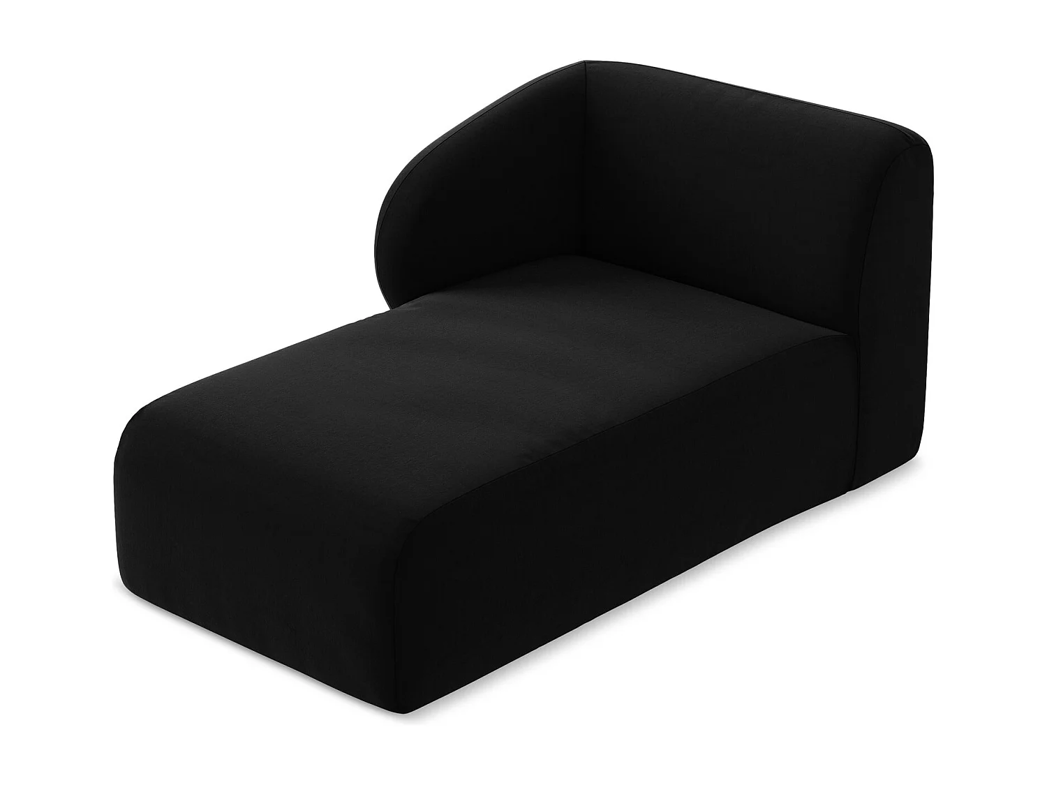 Méridienne gauche en velours - noir - LANI