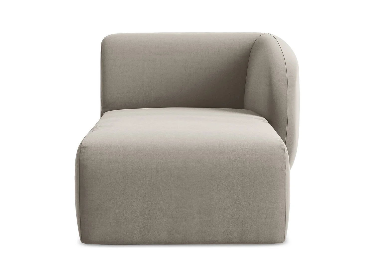 Chaise longue met hoek rechts van taupe velours - LANI