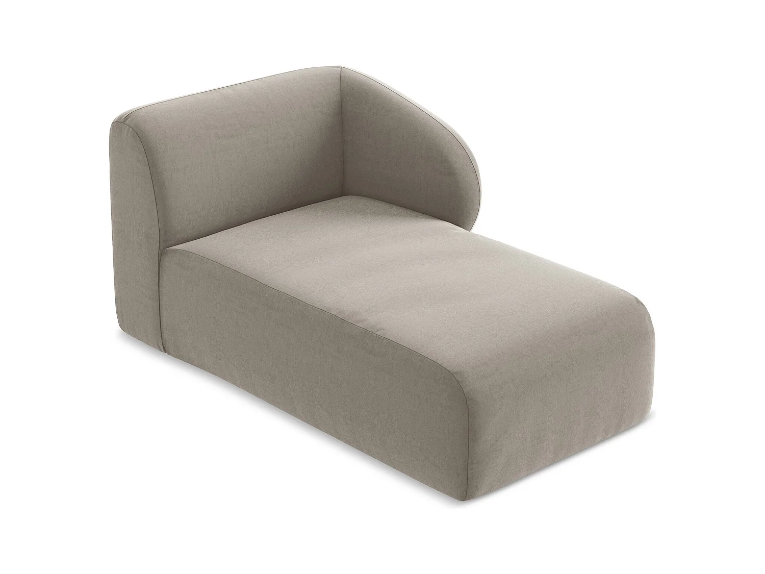 Chaise longue met hoek rechts van taupe velours - LANI