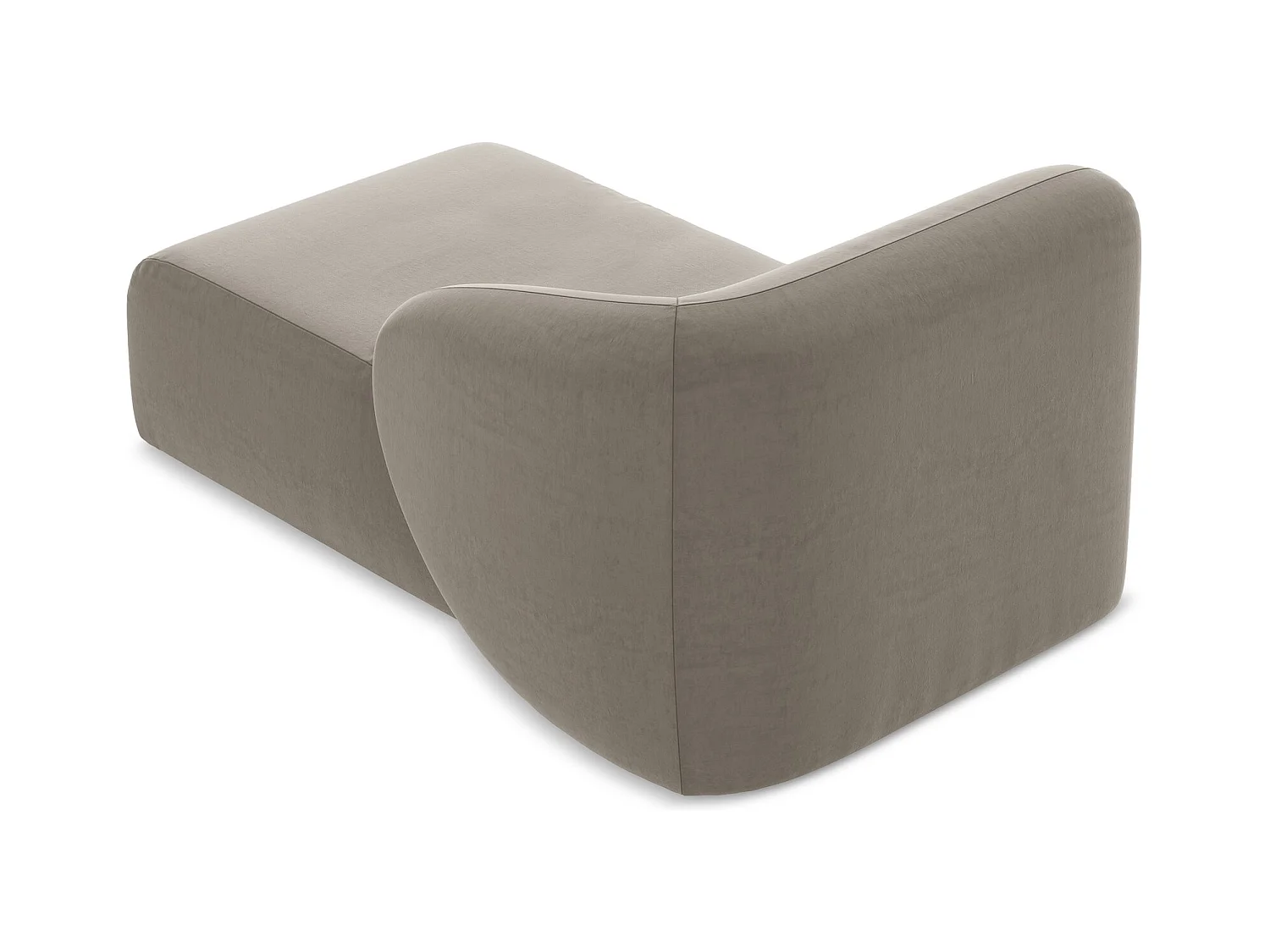 Chaise longue met hoek rechts van taupe velours - LANI