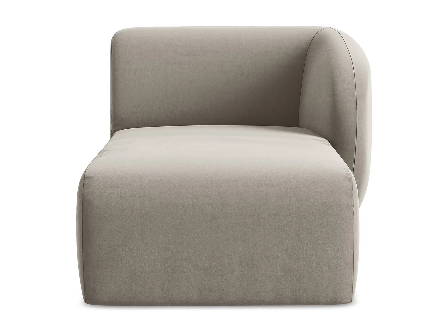 Méridienne droite en velours - taupe - LANI