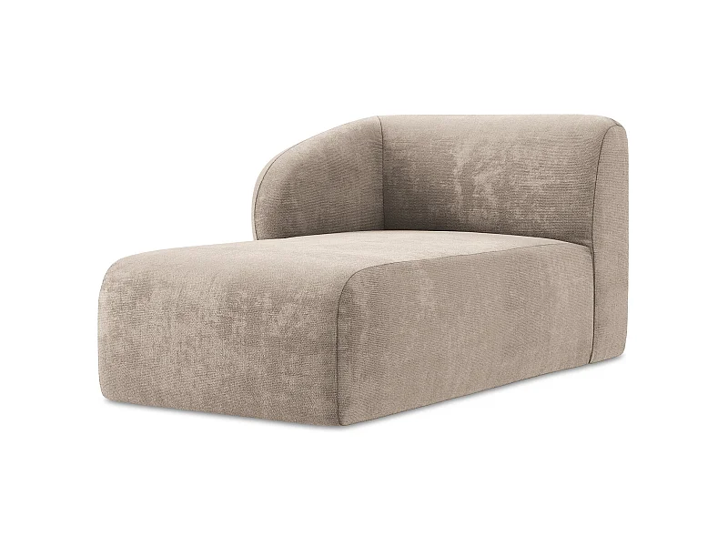 Szezlong lewostronny - z tkaniny szenilowej - ciemny beż - LANI