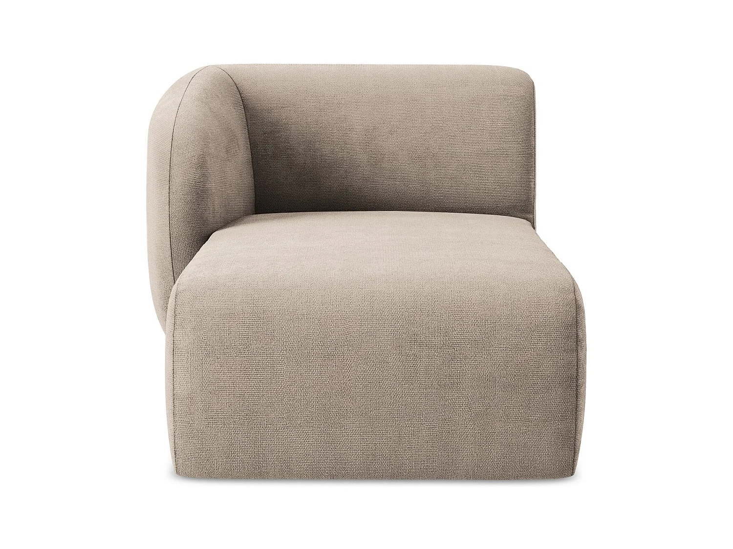 Chaise longue met hoek links van donkerbeige chenille stof - LANI