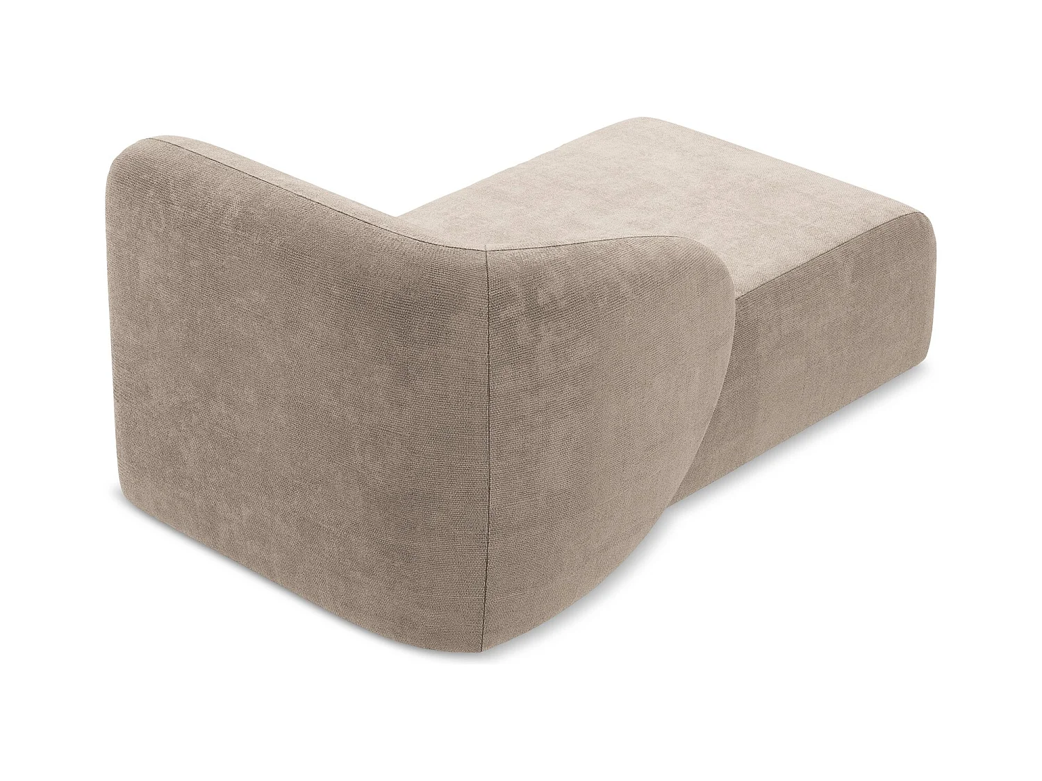 Chaise longue met hoek links van donkerbeige chenille stof - LANI