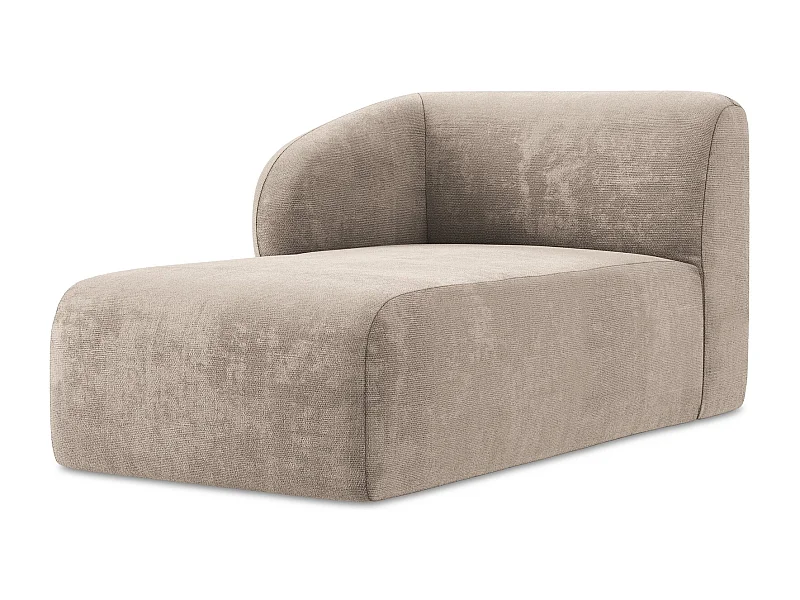 Méridienne gauche en tissu chenille - beige foncé - LANI