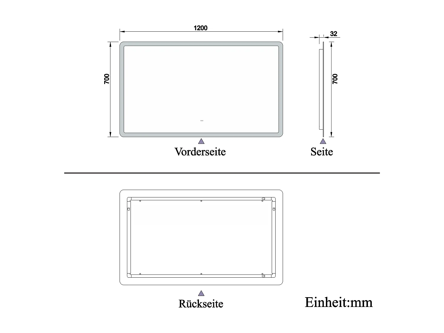 AICA Badspiegel mit Beleuchtung 120x70cm Sensor-Schalter Beschlagfrei 3 Lichtfarbe+Dimmbar Memory-Funktion