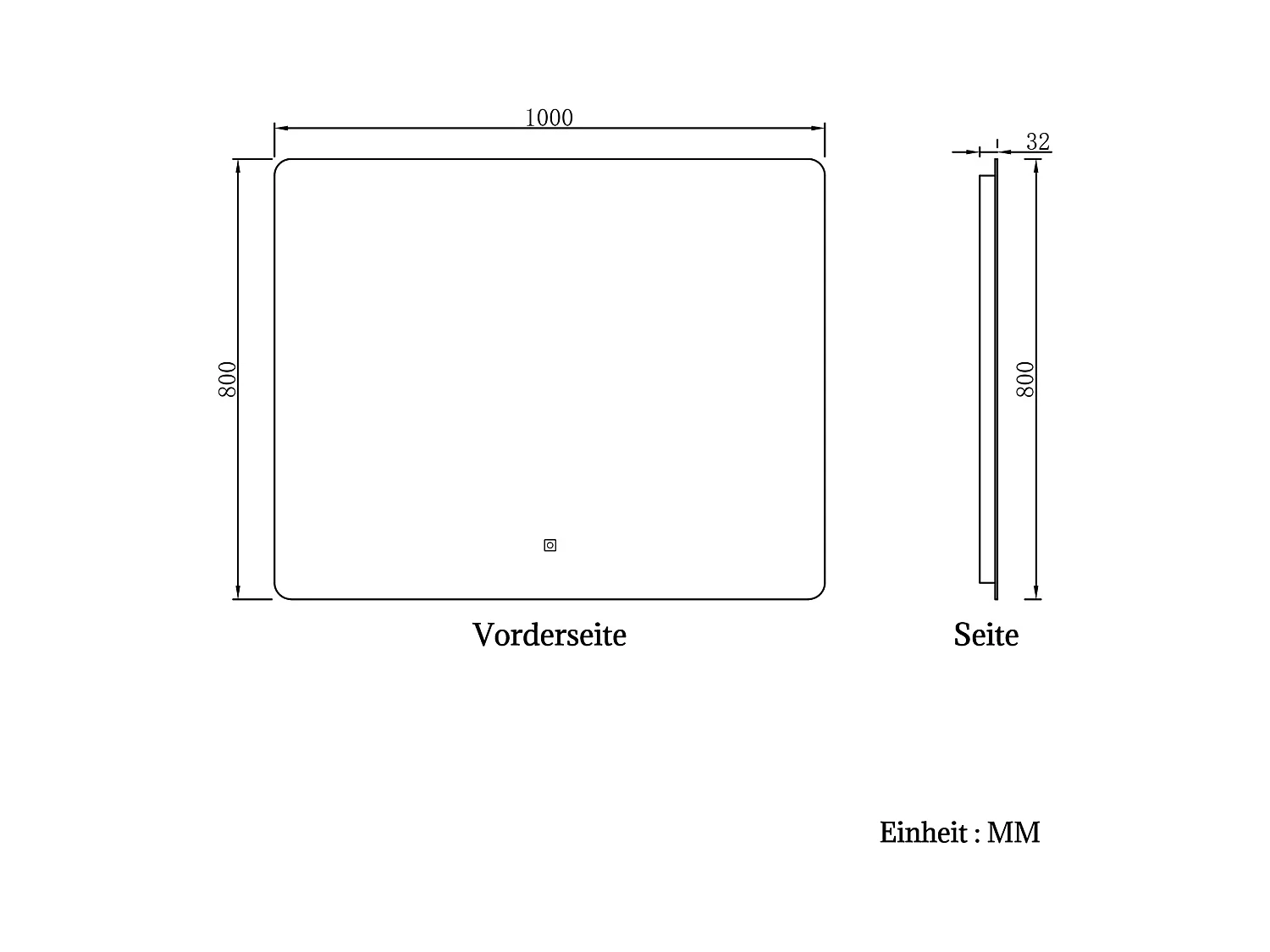 AICA LED Badspiegel 100x80cm Wand/Touchschalter Anti-Beschlag 3 Lichfarbe+Dimmbar Memory-Funktion