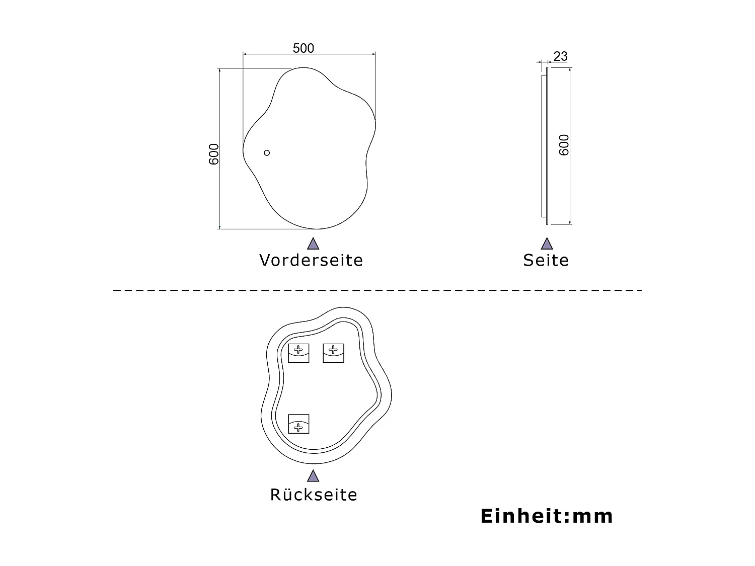 AICA LED Badspiegel Wolkenform 60x50cm Beschlagfrei 3 Lichtfarbe+Dimmbar
