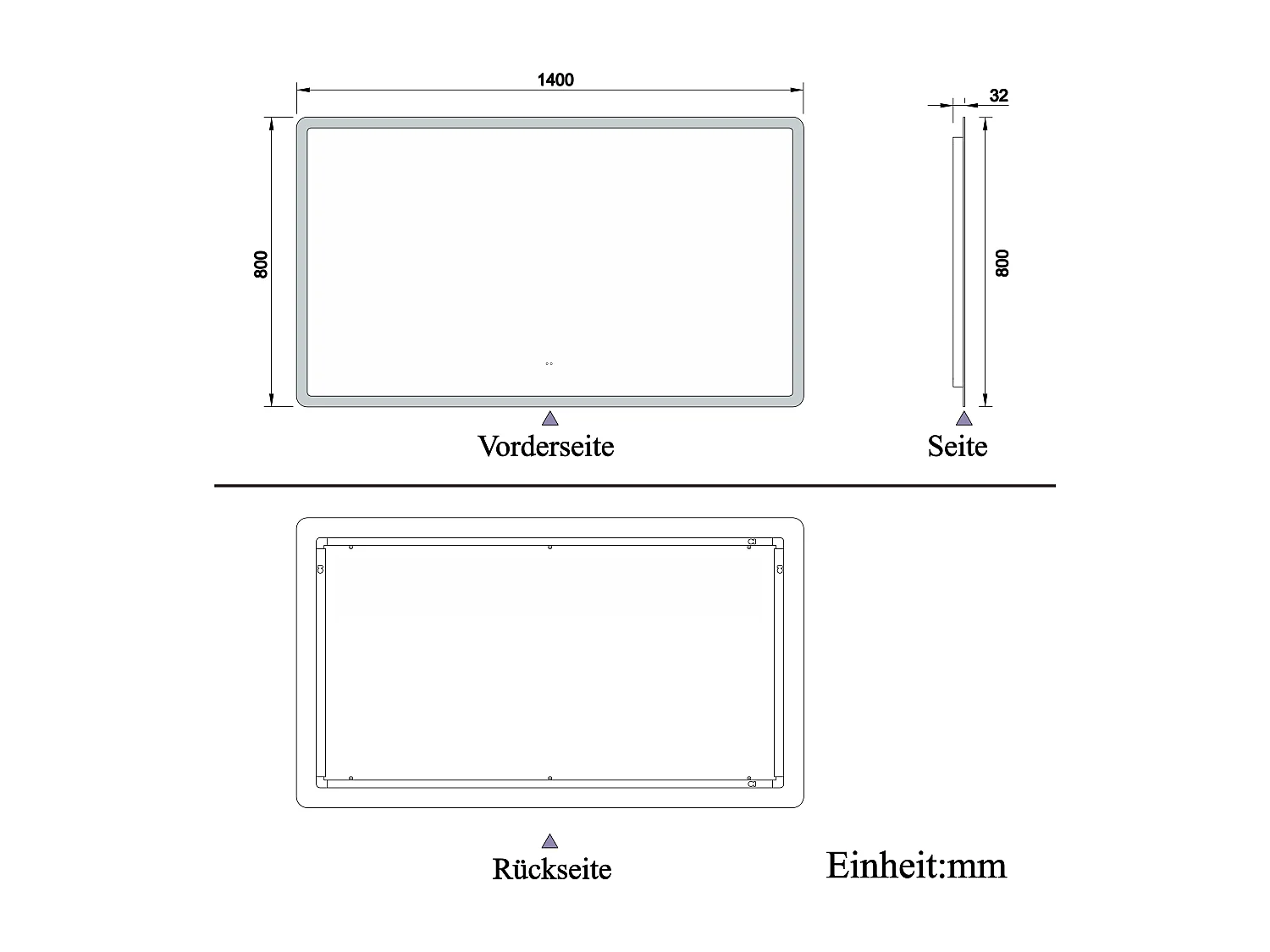 AICA Badspiegel mit Beleuchtung 140x80cm Sensor-Schalter Beschlagfrei Kaltweiß dimmbar Memory-Funktion