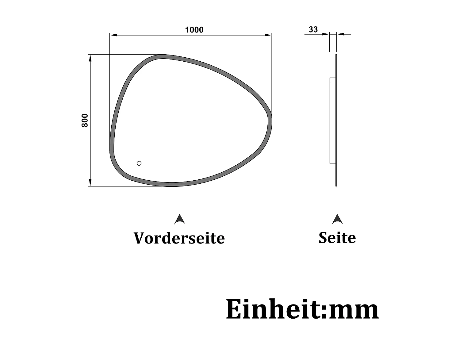 AICA LED Badspiegel 100x80cm Spezial Rund Anti-Beschlag 3 Lichfarbe Dimmbar Memory-Funktion Wand/Touchschalter