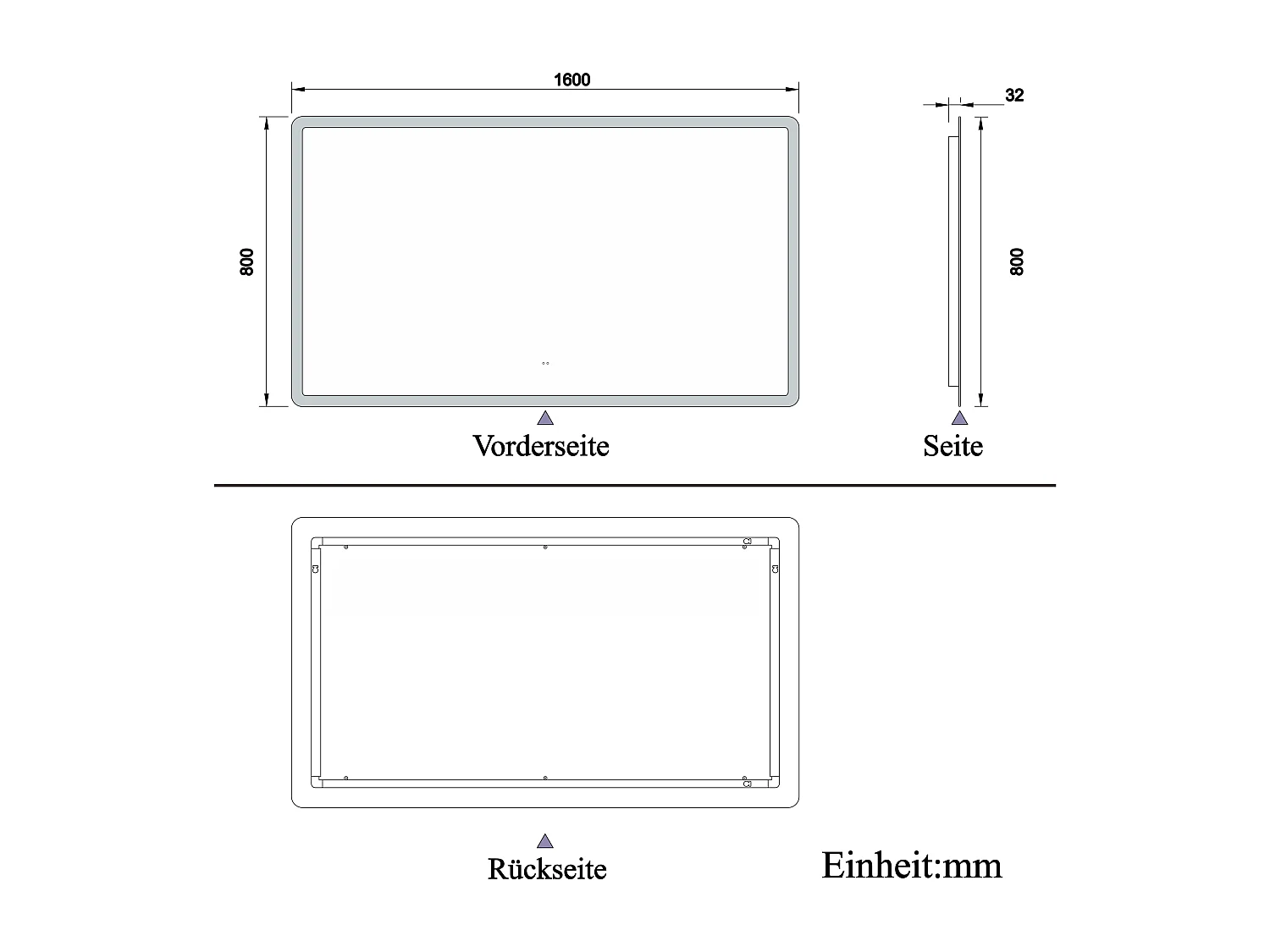 AICA Badspiegel mit Beleuchtung 70x50cm Sensor-Schalter Beschlagfrei 3 Lichtfarbe+Dimmbar Memory-Funktion