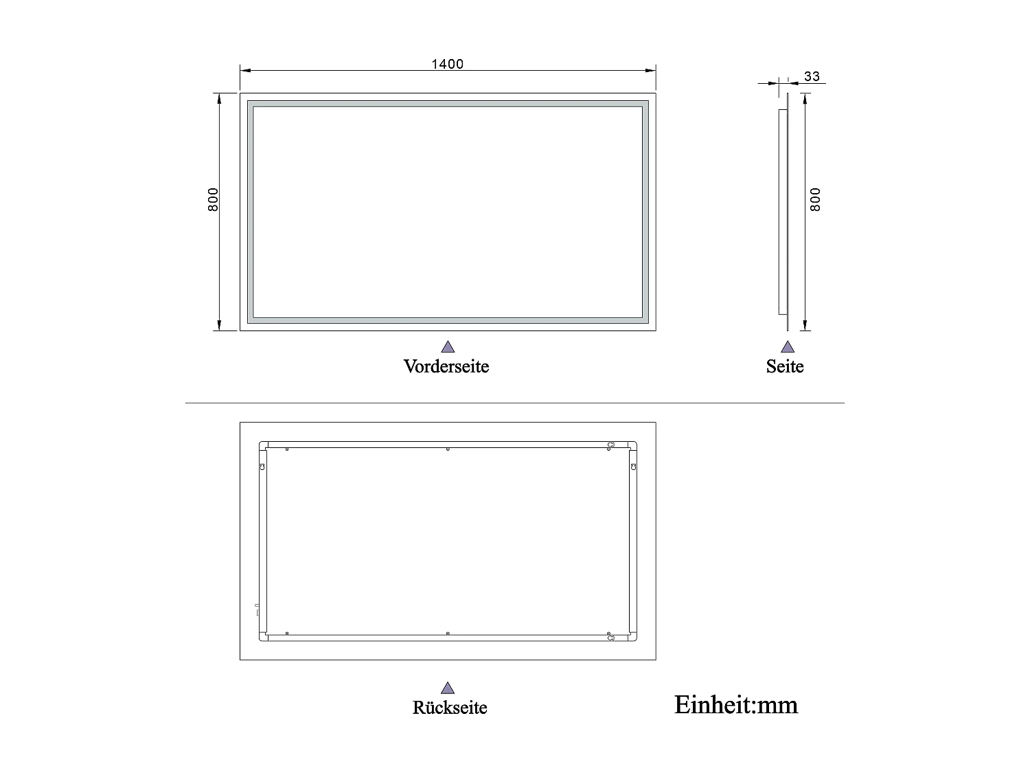 AICA LED Badspiegel mit Knopfschalter 140x80cm Beschlagfrei 3 Lichtfarbe+Dimmbar Memory-Funktion