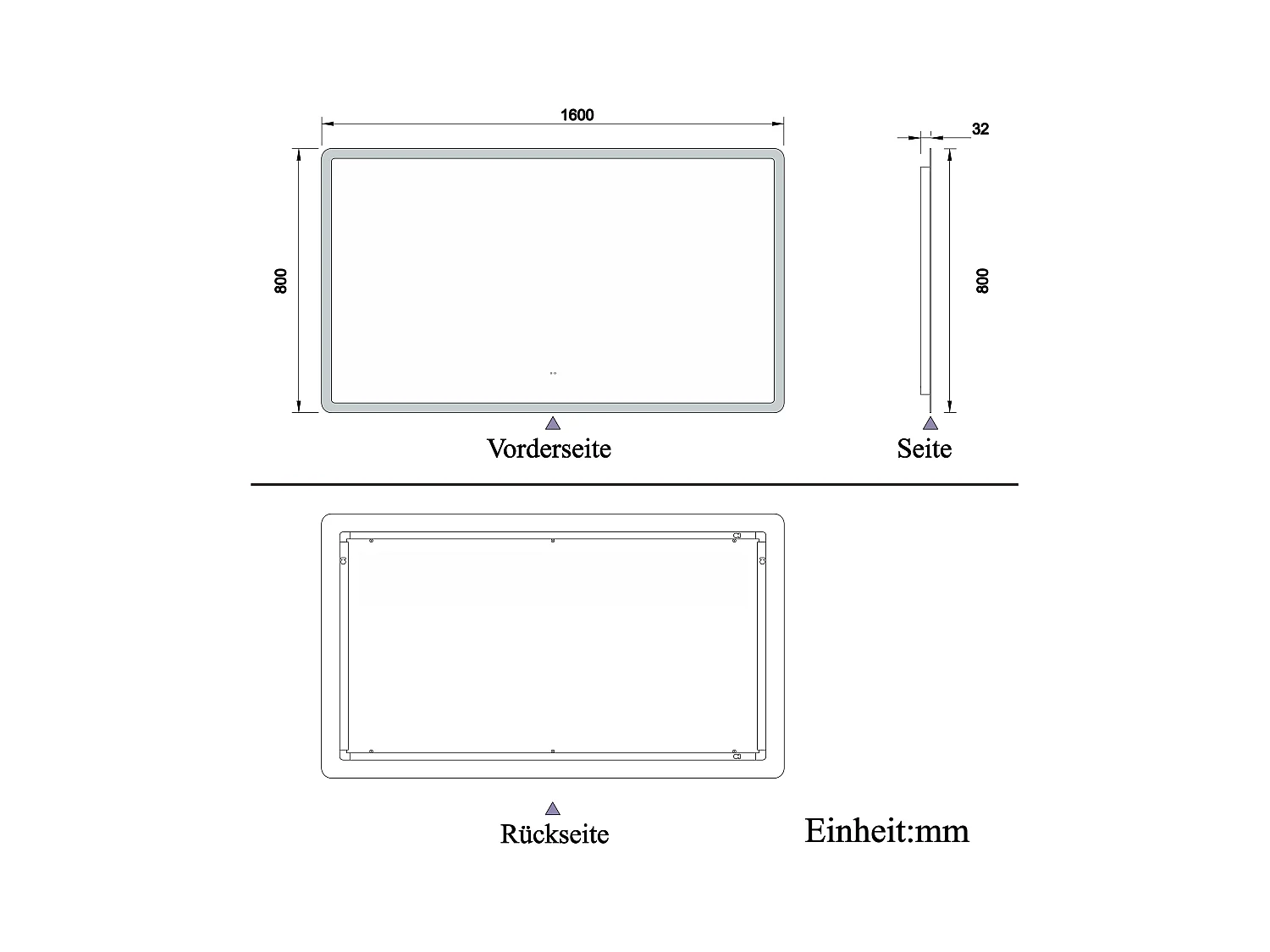 AICA Badspiegel mit Beleuchtung 160x80cm Sensor-Schalter Beschlagfrei 3 Lichtfarbe+Dimmbar Memory-Funktion