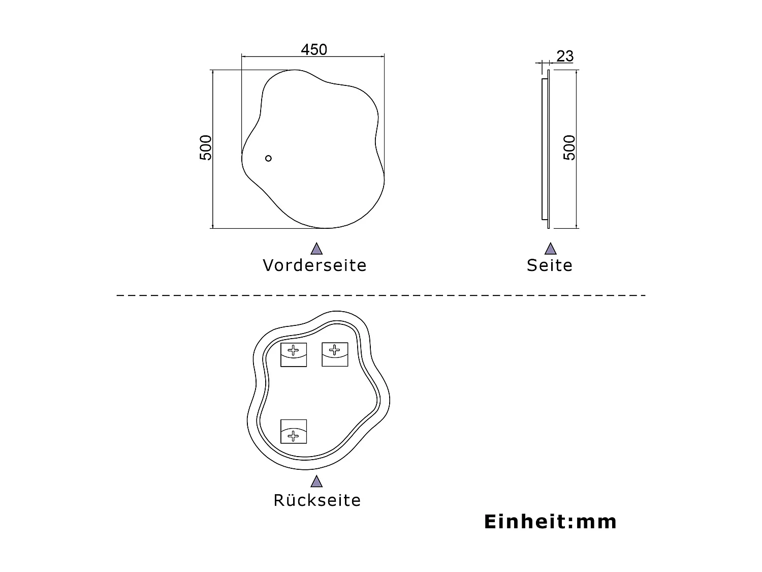 AICA LED Badspiegel Wolkenform 50x45cm Beschlagfrei 3 Lichtfarbe+Dimmbar
