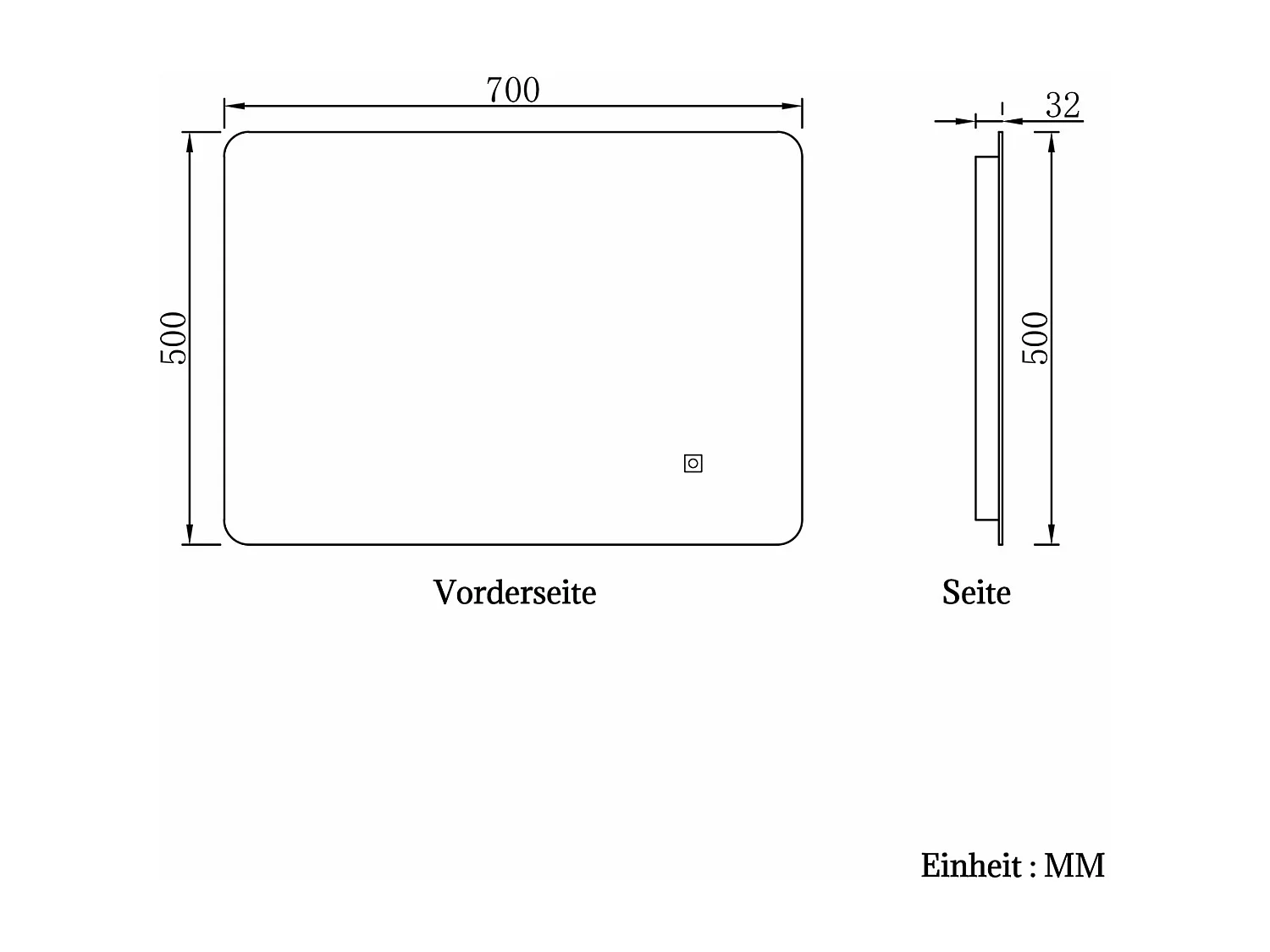 AICA LED Badspiegel 70x50cm Wand/Touchschalter Anti-Beschlag 3 Lichfarbe+Dimmbar Memory-Funktion