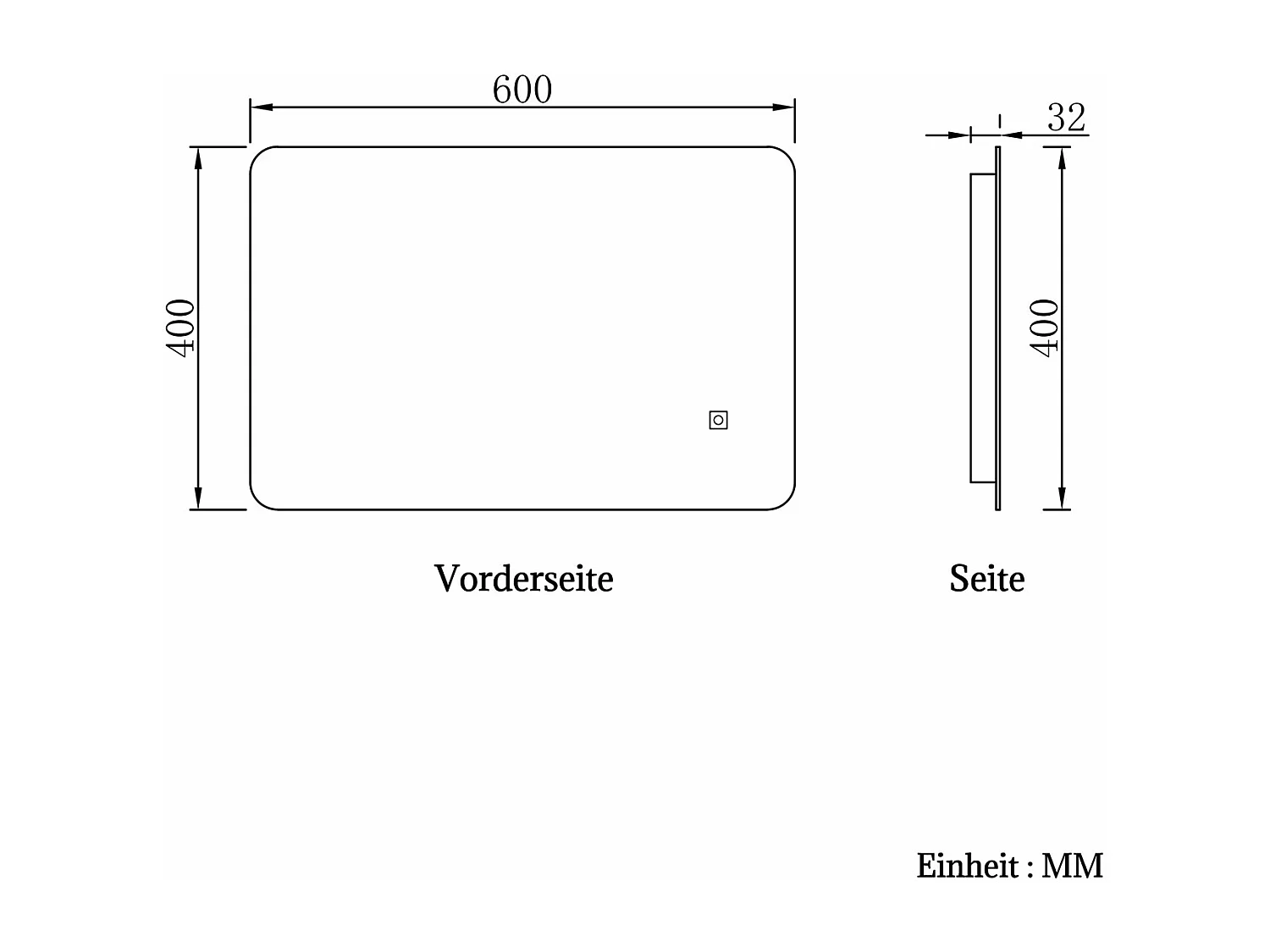 AICA LED Badspiegel 60x40cm Wand/Touchschalter Anti-Beschlag 3 Lichfarbe+Dimmbar Memory-Funktion