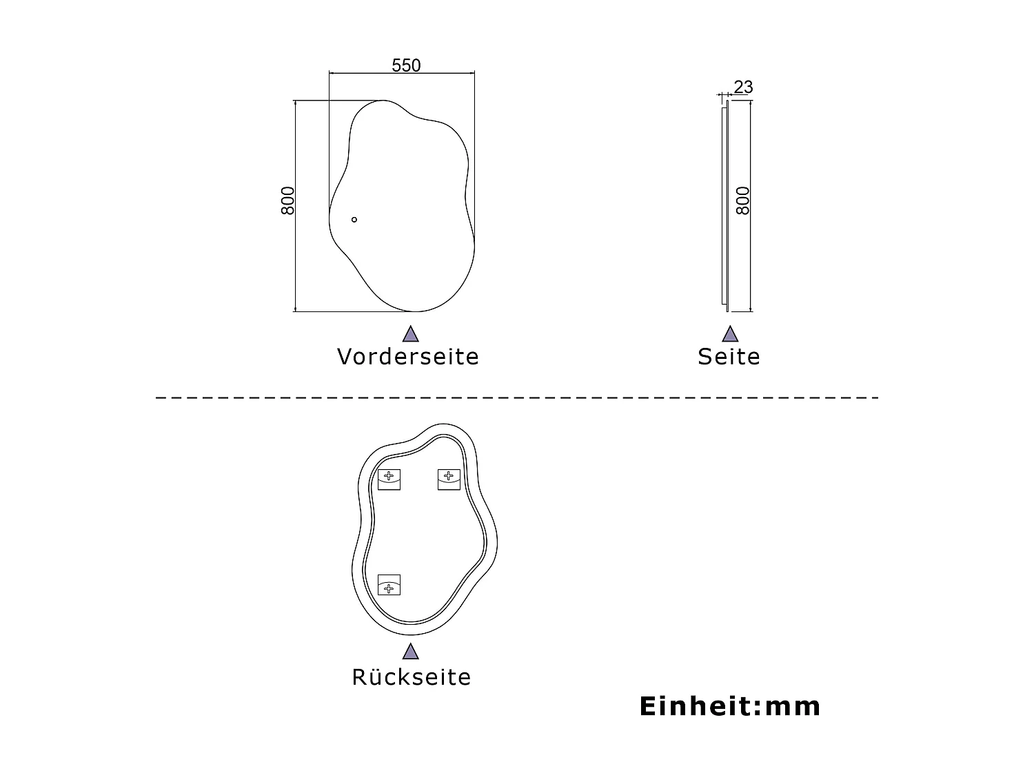 AICA LED Badspiegel Wolkenform 80x55cm Beschlagfrei 3 Lichtfarbe+Dimmbar