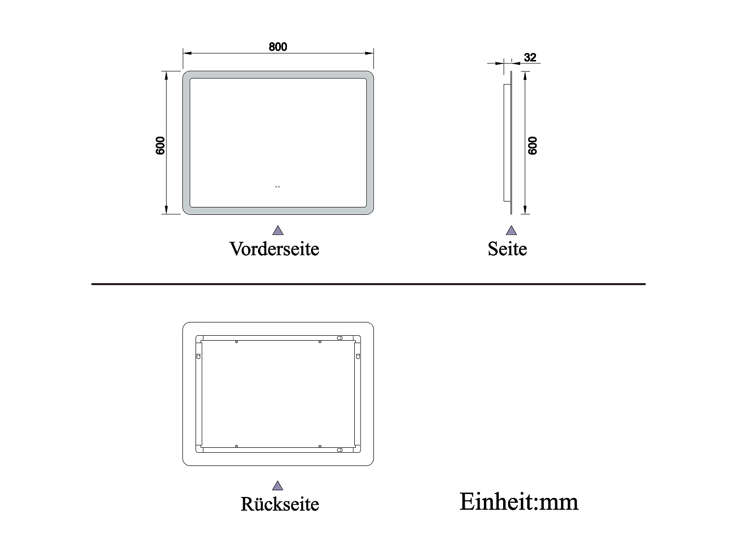 AICA Badspiegel mit Beleuchtung 80x60cm Sensor-Schalter Beschlagfrei 3 Lichtfarbe+Dimmbar Memory-Funktion