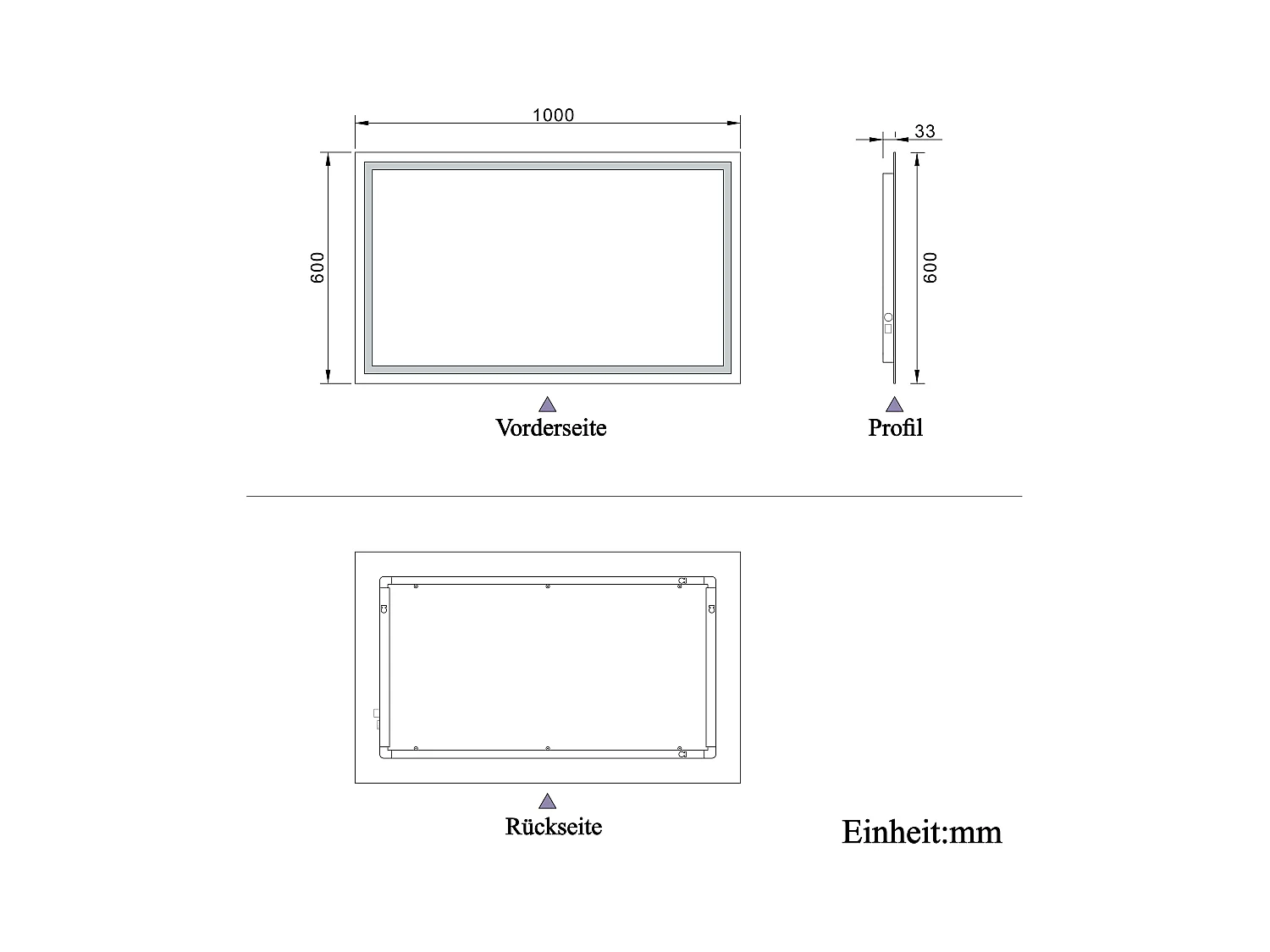 AICA LED Badspiegel mit Knopfschalter 100x60cm Beschlagfrei Kaltweiß Dimmbar Memory-Funktion