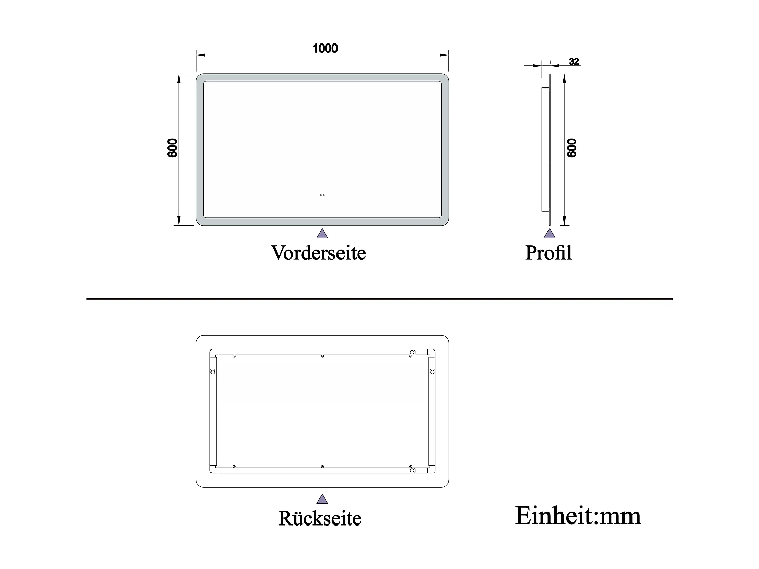AICA Badspiegel mit Beleuchtung 100x60cm Sensor-Schalter Beschlagfrei 3 Lichtfarbe+Dimmbar Memory-Funktion
