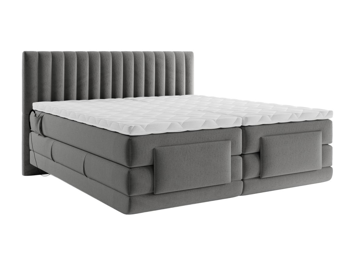 Komplettes Boxspring-Set - Kopfteil mit vertikalen Nähten + elektrischer Re günstig online kaufen