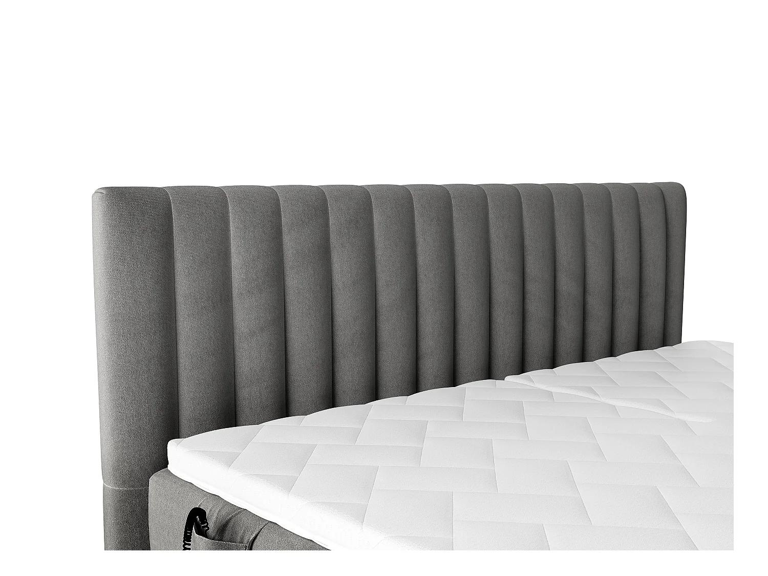 Ensemble complet boxspring tête de lit coutures verticales + sommiers relaxation électrique + matelas + surmatelas - 2 x 90 x 200 cm - Velours - Anthracite - DONISI de PALACIO