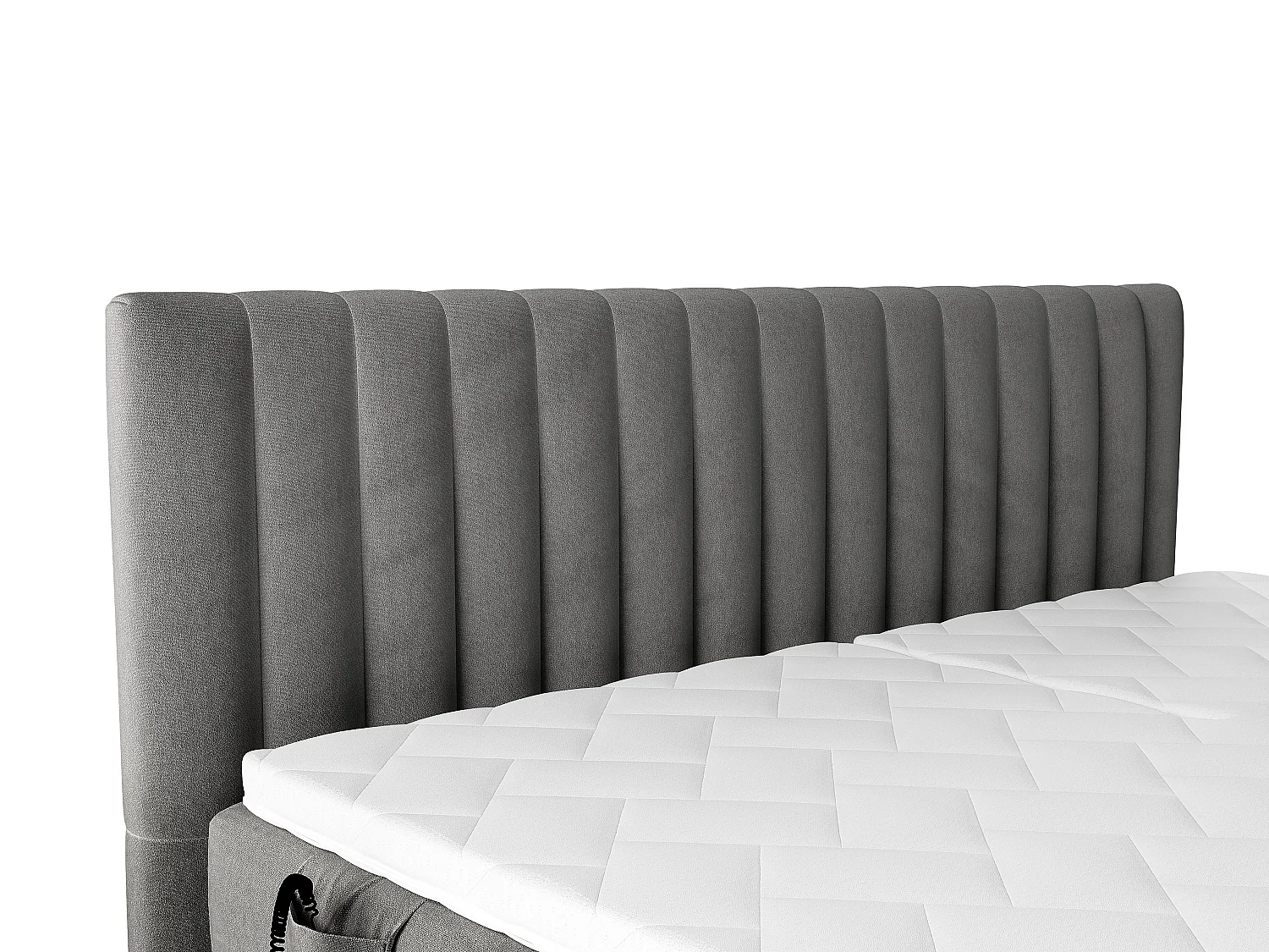 Komplett boxspring-set med sänggavel med vertikala sömmar + elektriska relaxerings-sängbottnar + madrass + bäddmadrass - 2 x 80 x 200 cm - Sammet - Antracit - DONISI från PALACIO