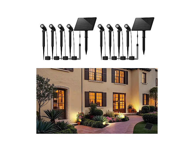 Set van 8 NETTLIFE LED-tuinspots met grondpen IP65 buiten 3000K voor stoepbomen