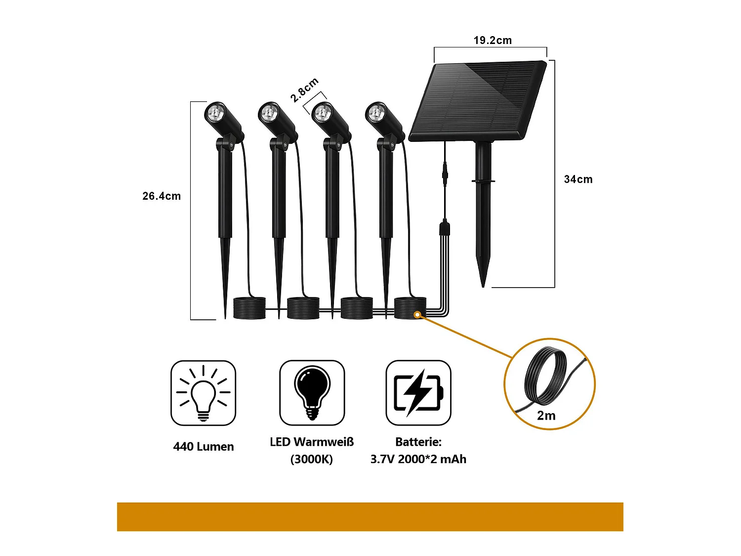 8er Set NETTLIFE LED Gartenstrahler mit Erdspieß IP65 Outdoor 3000K für Gehwegbäume