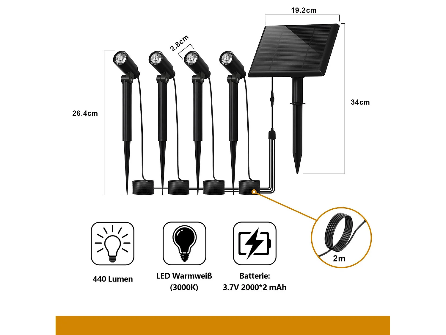 Lot de 8 spots de jardin LED NETTLIFE avec piquet de terre IP65 extérieur 3000K pour arbres de trottoir